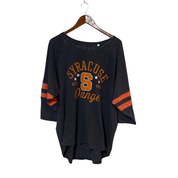 Syracuse Orange Oversized 3/4 Sleeve Shirt Pressbox 3X Cotton/Poly Blend Charcoa - Picture 1 of 6